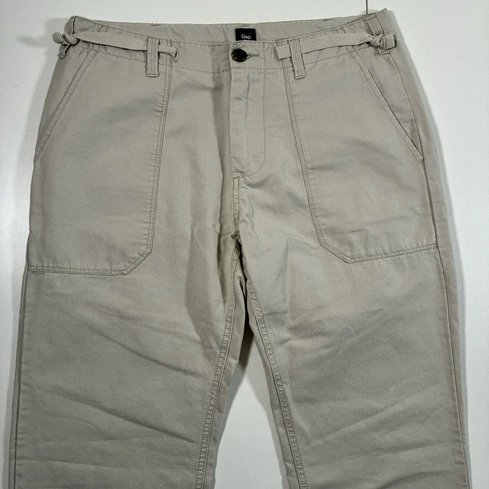 Vintage Gap Safari Pants 33x30 Beige Drawstring Chino 90s Y2K (Tag 31x30)